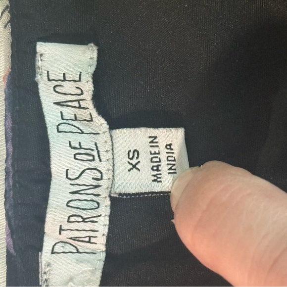 Patrons of Peace Women’s Floral Maxi‎ Dress Black Multicolor Smocked Waist XS - Picture 10 of 12